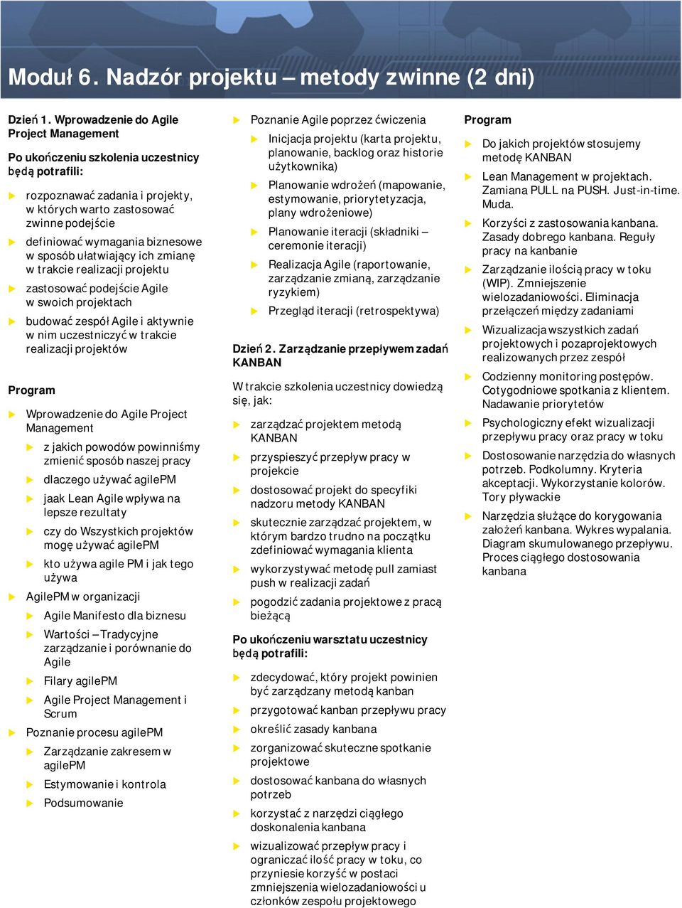 ich zmianę w trakcie realizacji projekt zastosować podejście Agile w swoich projektach bdować zespół Agile i aktywnie w nim czestniczyć w trakcie realizacji projektów Wprowadzenie do Agile Project