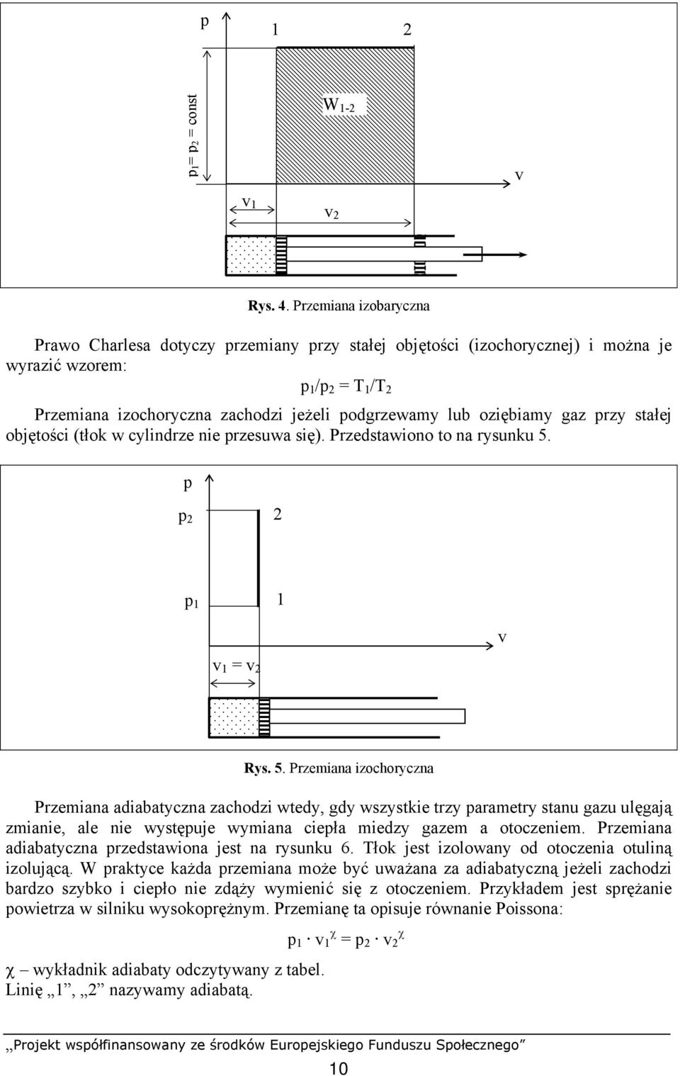 oziębiamy gaz przy stałej objętości (tłok w cylindrze nie przesuwa się). Przedstawiono to na rysunku 5.