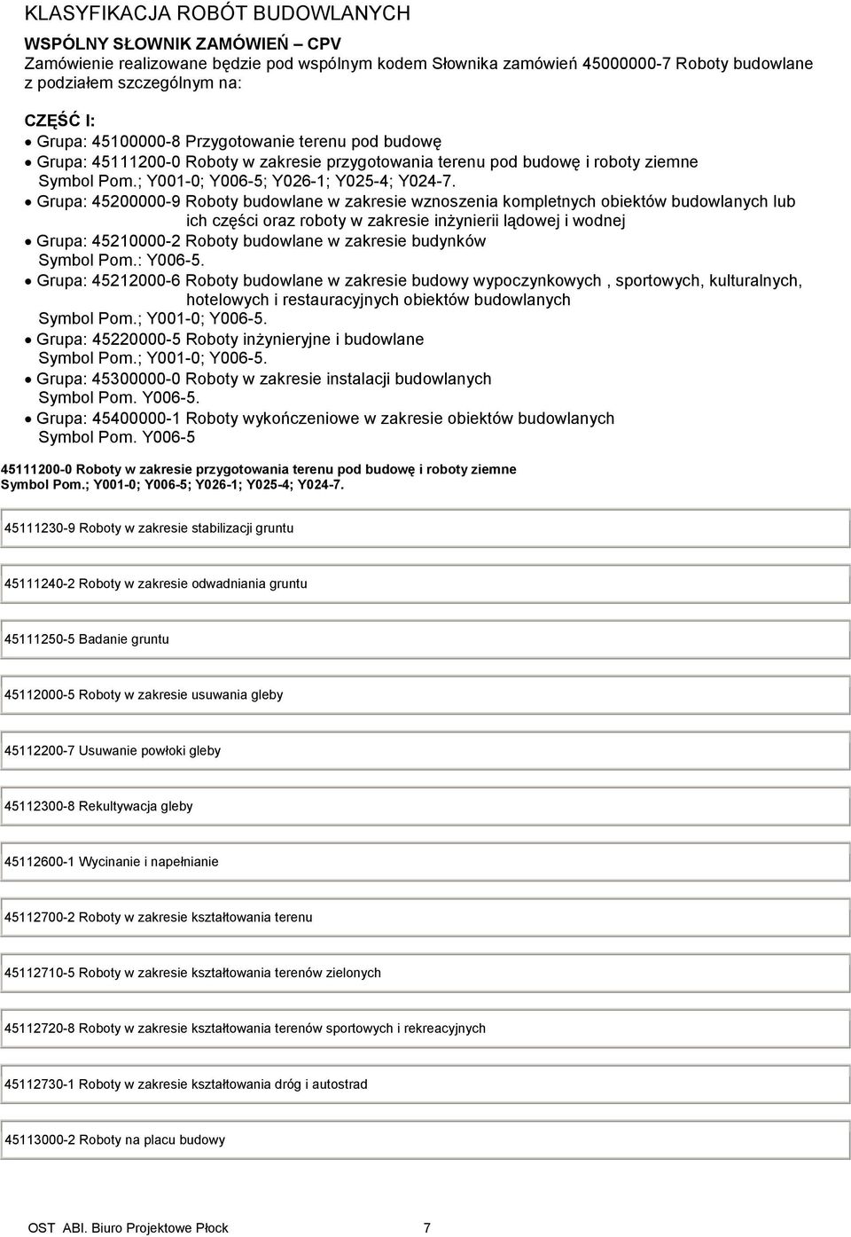 Grupa: 45200000-9 Roboty budowlane w zakresie wznoszenia kompletnych obiektów budowlanych lub ich części oraz roboty w zakresie inżynierii lądowej i wodnej Grupa: 45210000-2 Roboty budowlane w