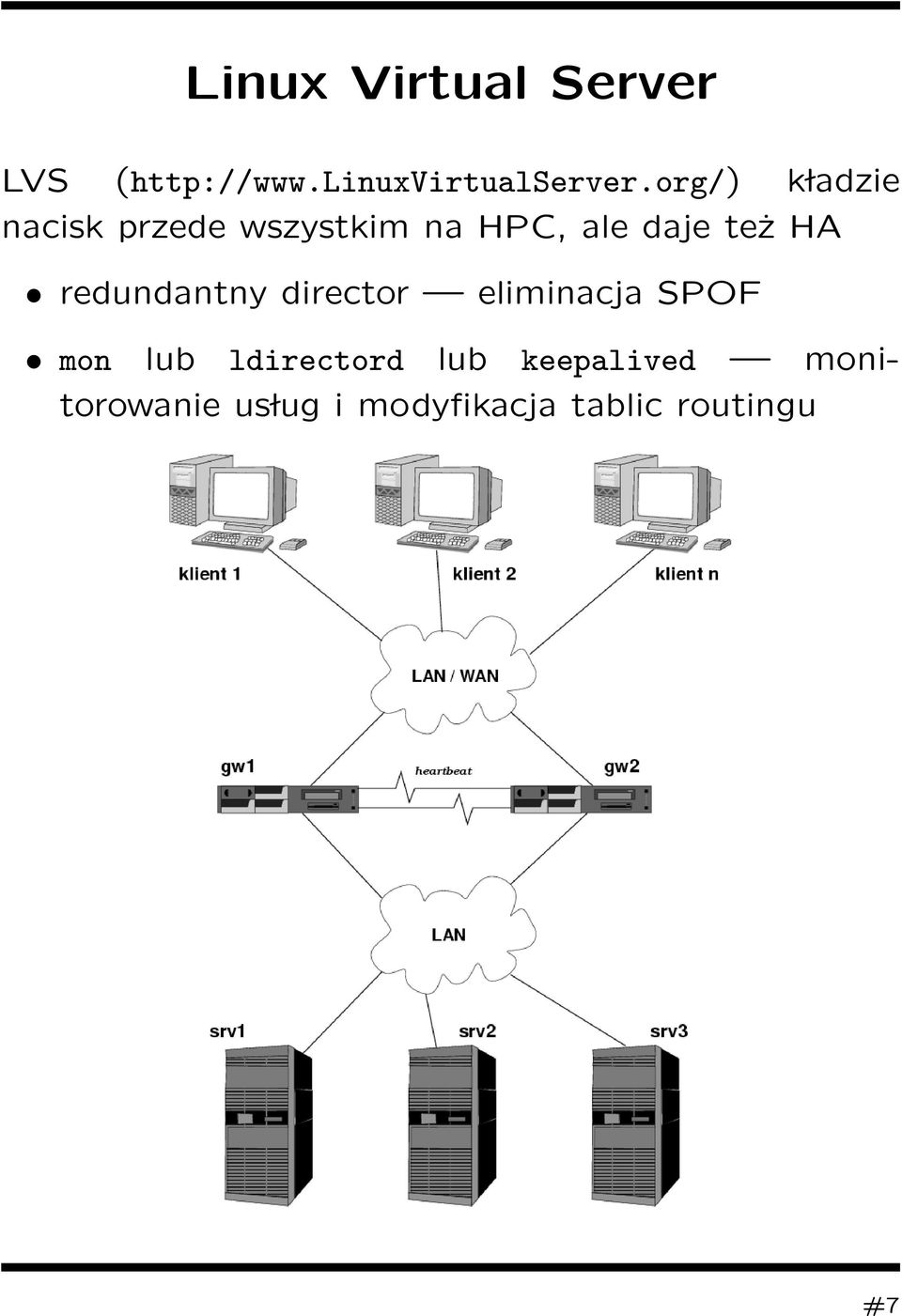 HA redundantny director eliminacja SPOF mon lub ldirectord