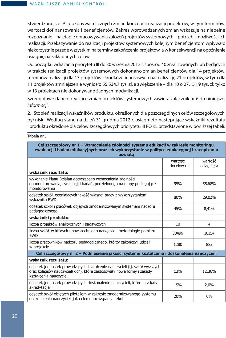 Przekazywanie do realizacji projektów systemowych kolejnym beneficjentom wpływało niekorzystnie przede wszystkim na terminy zakończenia projektów, a w konsekwencji na opóźnienie osiągnięcia