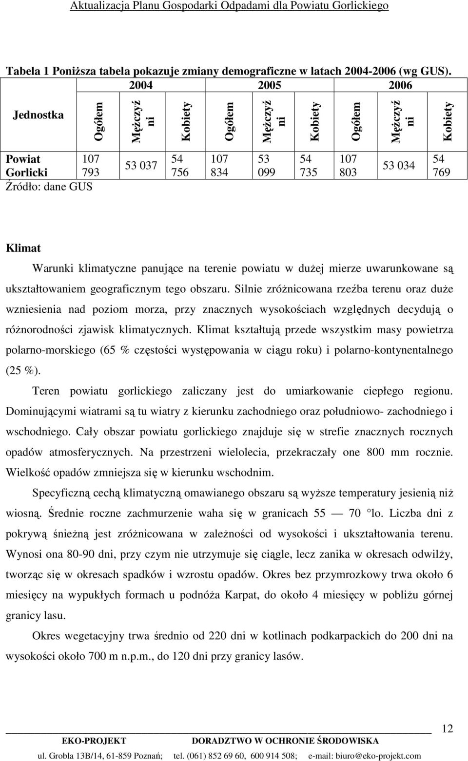 769 Klimat Warunki klimatyczne panujące na terenie powiatu w duŝej mierze uwarunkowane są ukształtowaniem geograficznym tego obszaru.