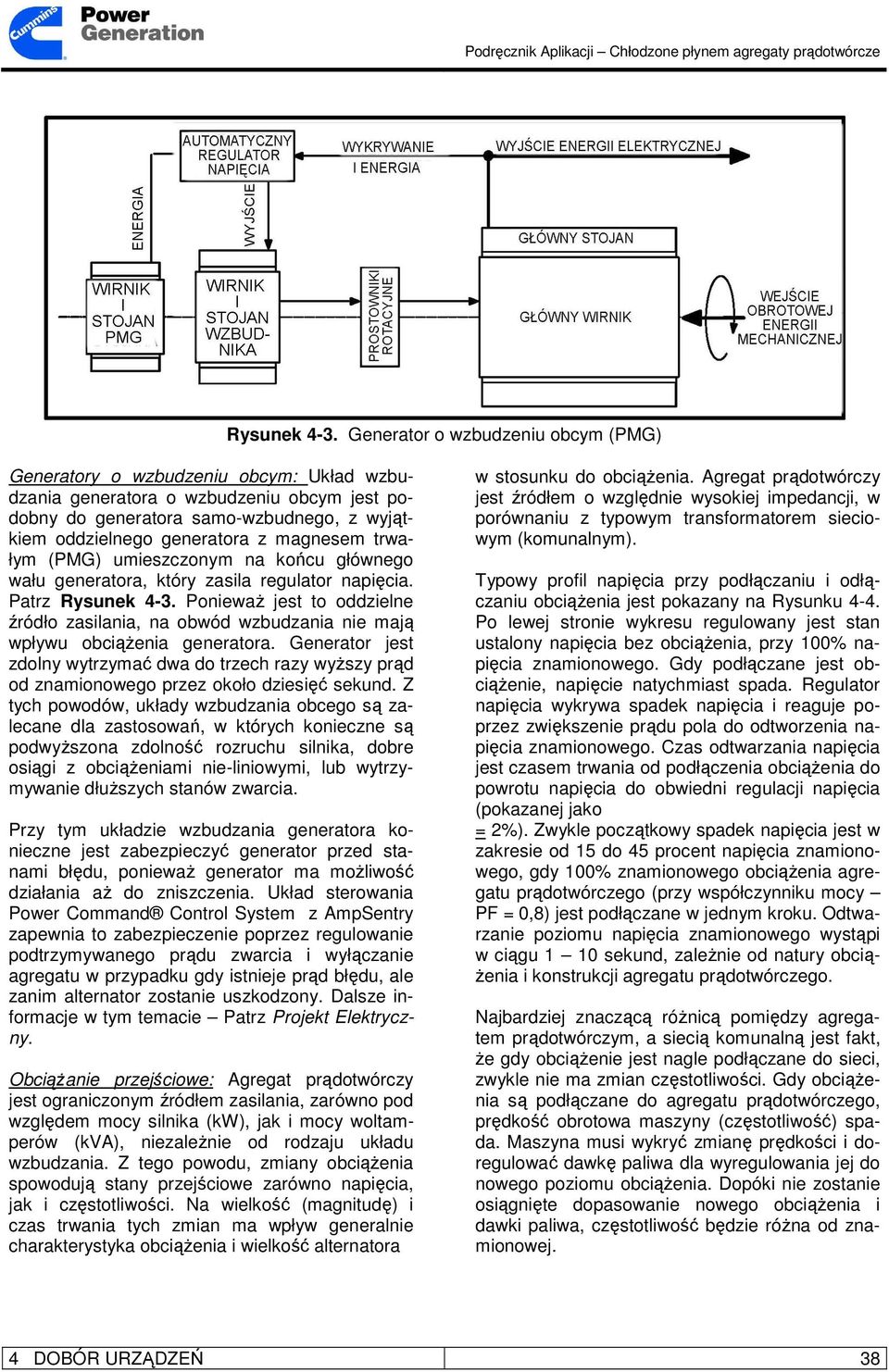 magnesem trwałym (PMG) umieszczonym na końcu głównego wału generatora, który zasila regulator napięcia.