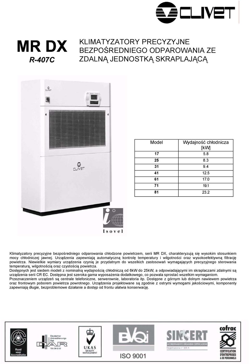 Urządzenia zapewniają automatyczną kontrolę temperatury i wilgotności oraz wysokoefektywną filtrację powietrza.