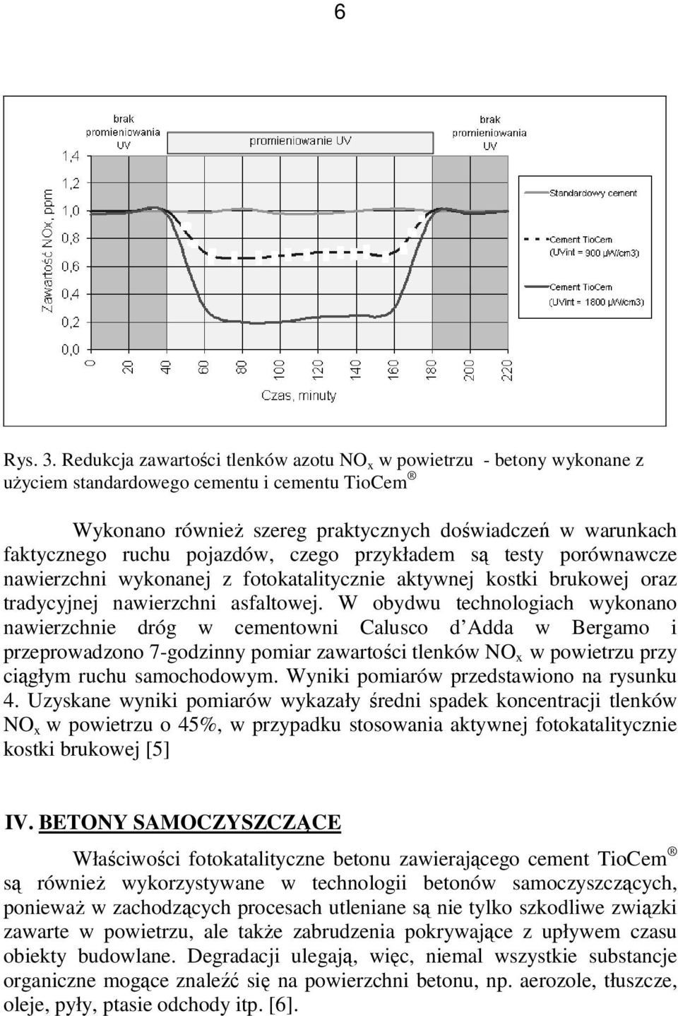 pojazdów, czego przykładem są testy porównawcze nawierzchni wykonanej z fotokatalitycznie aktywnej kostki brukowej oraz tradycyjnej nawierzchni asfaltowej.