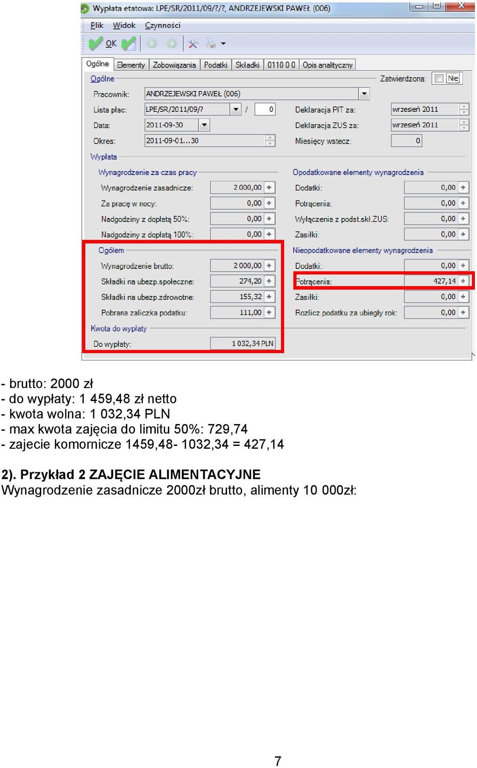 komornicze 1459,48-1032,34 = 427,14 2).