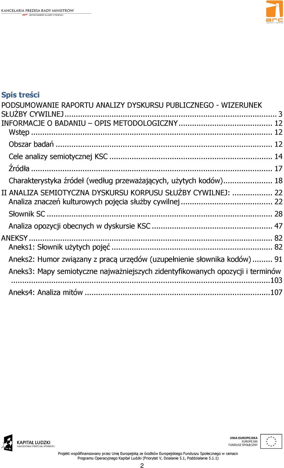 .. 22 Analiza znaczeń kulturowych pojęcia służby cywilnej... 22 Słownik SC... 28 Analiza opozycji obecnych w dyskursie KSC... 47 ANEKSY... 82 Aneks1: Słownik użytych pojęć.