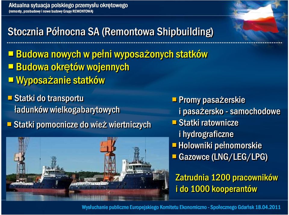 pomocnicze do wież wiertniczych Promy pasażerskie i pasażersko - samochodowe Statki ratownicze i