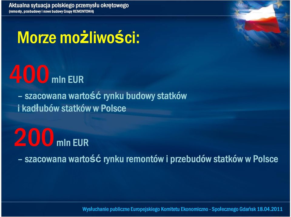 statków w Polsce 200 mln EUR szacowana