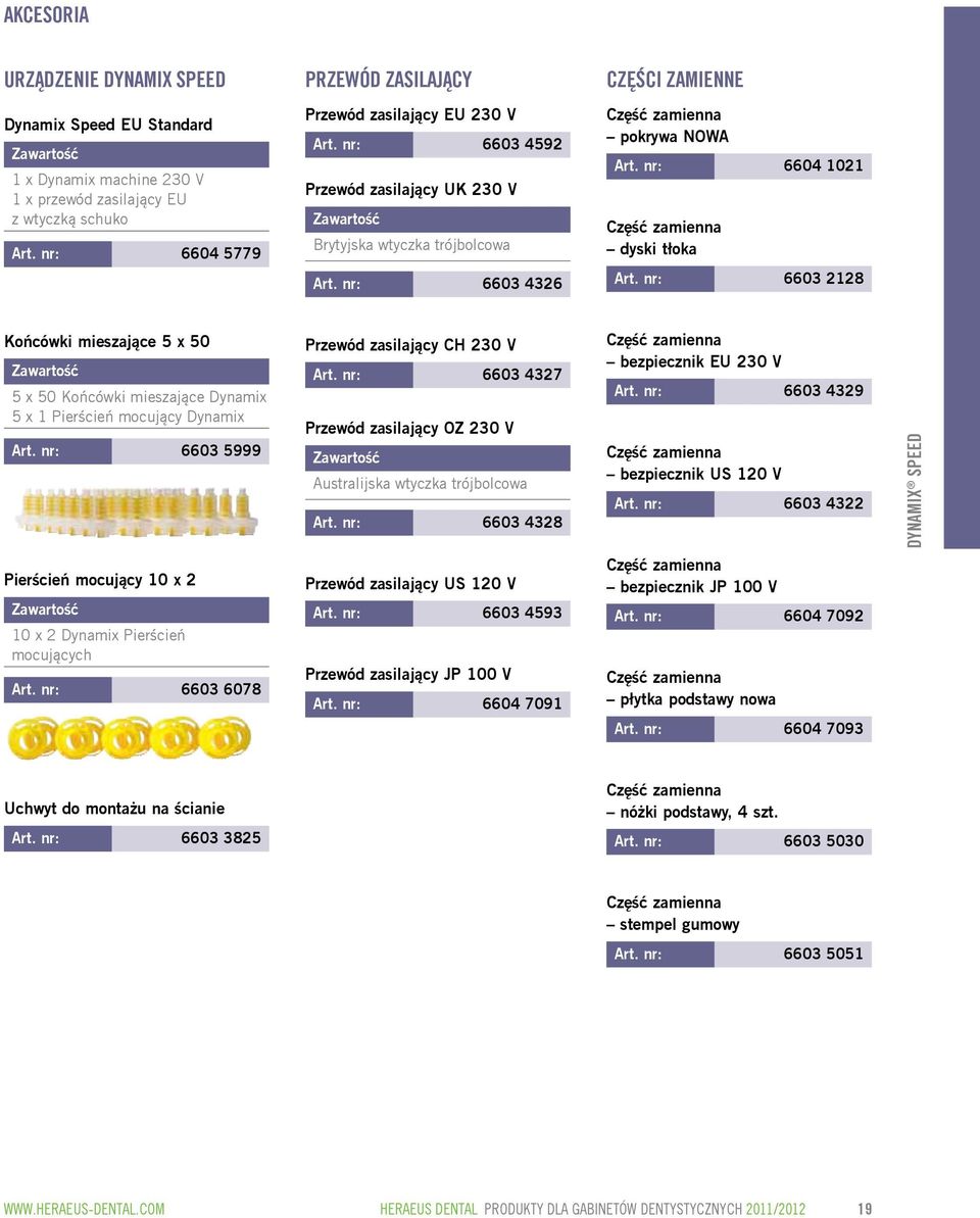 nr: 6604 1021 Część zamienna dyski tłoka Art. nr: 6603 2128 Końcówki mieszające 5 x 50 5 x 50 Końcówki mieszające Dynamix 5 x 1 Pierścień mocujący Dynamix Art.