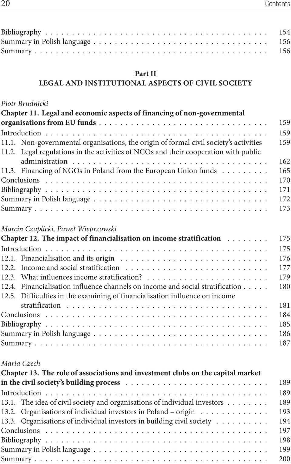 Legal and economic aspects of financing of non governmental organisations from EU funds................................ 15