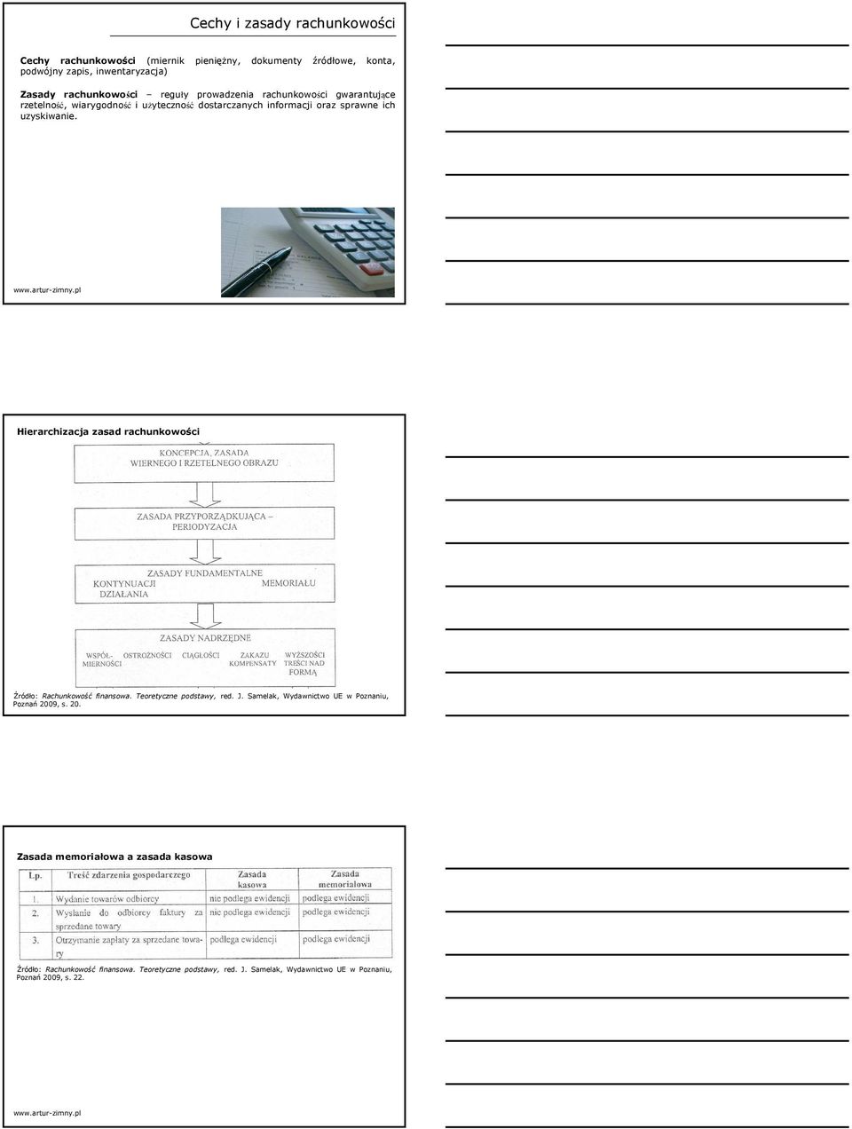 Hierarchizacja zasad rachunkowości Źródło: Rachunkowość finansowa. Teoretyczne podstawy, red. J. Samelak, Wydawnictwo UE w Poznaniu, Poznań 2009, s.