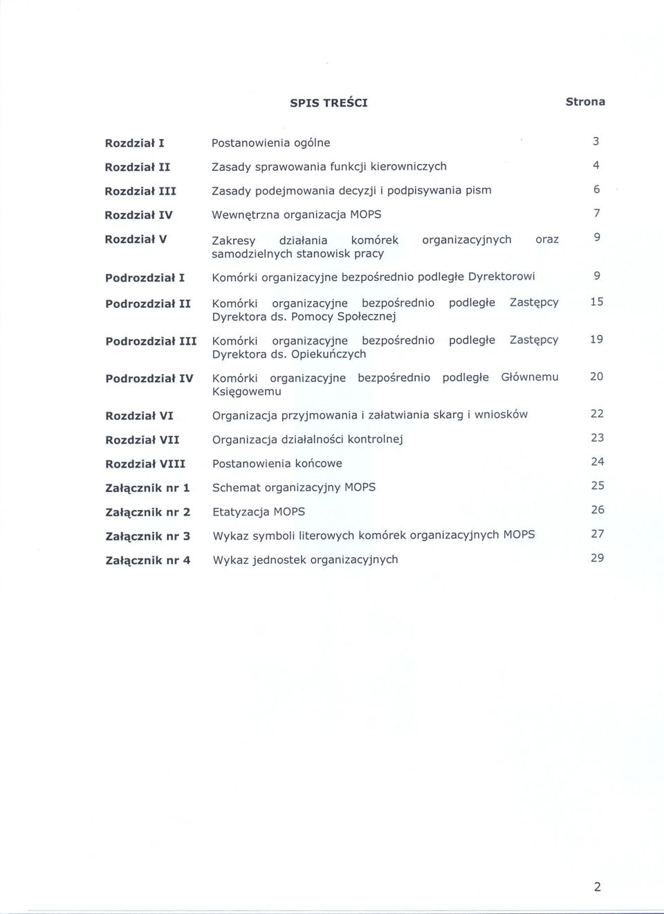 Komórki organizacyjne bezposrednio podlegle Zastepcy 15 Dyrektora ds. Pomocy Spolecznej Podrozdzial III Komórki organizacyjne bezposrednio podlegle Zastepcy 19 Dyrektora ds.