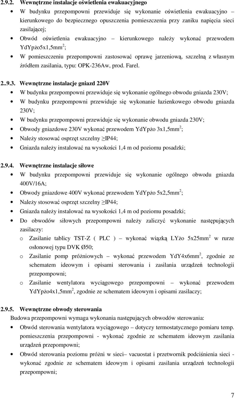 zasilania, typu: OPK-236