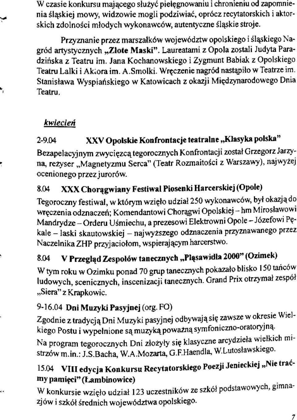 Jana Kochanowskiego i Zygmunt Babiak z Opolskiego Teatru Lalki i Akiora im. A.Smolki. Wręczenie nagród nastąpiło w Teatrze im.