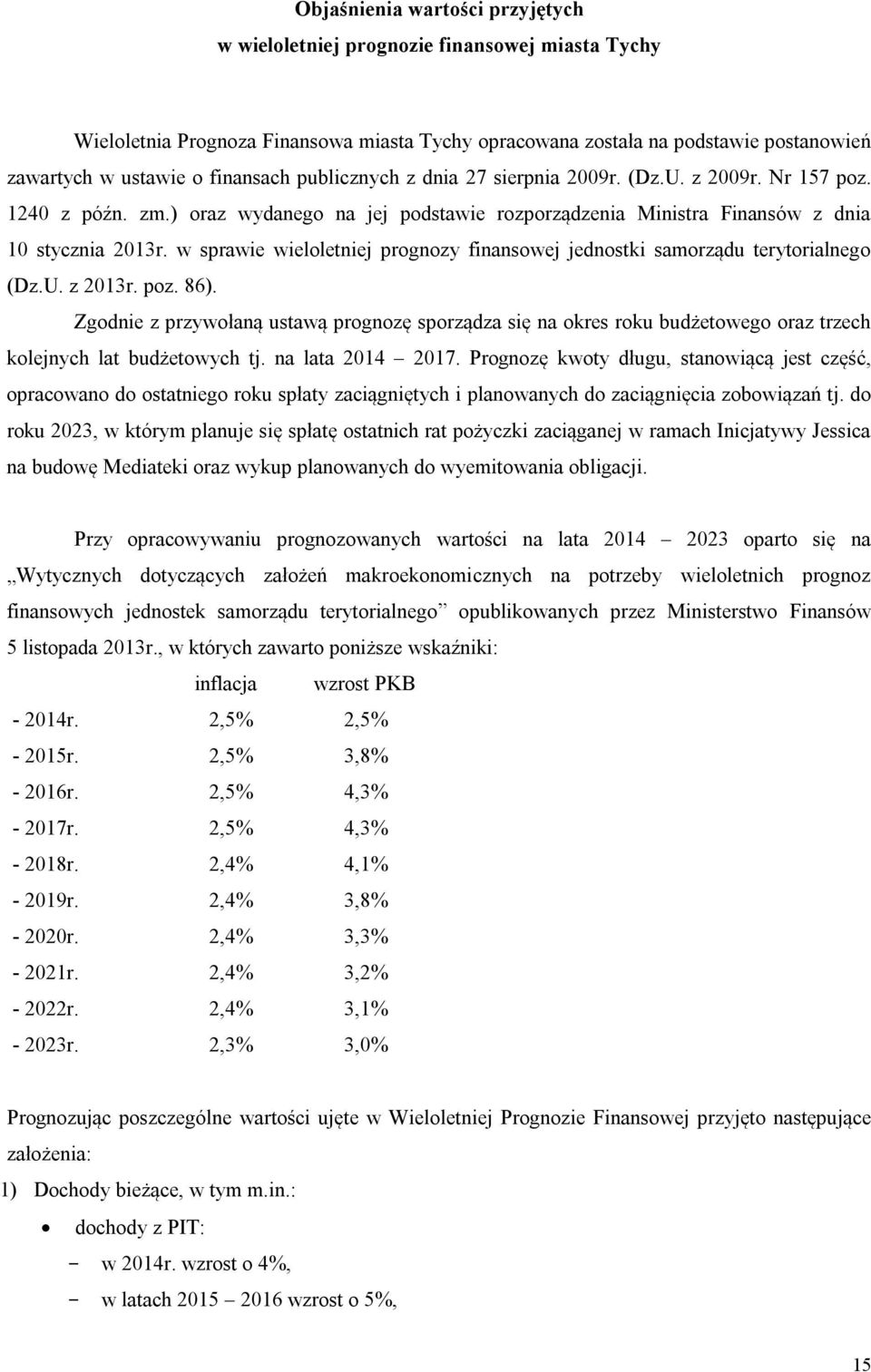 w sprawie wieloletniej prognozy finansowej jednostki samorządu terytorialnego (Dz.U. z 2013r. poz. 86).