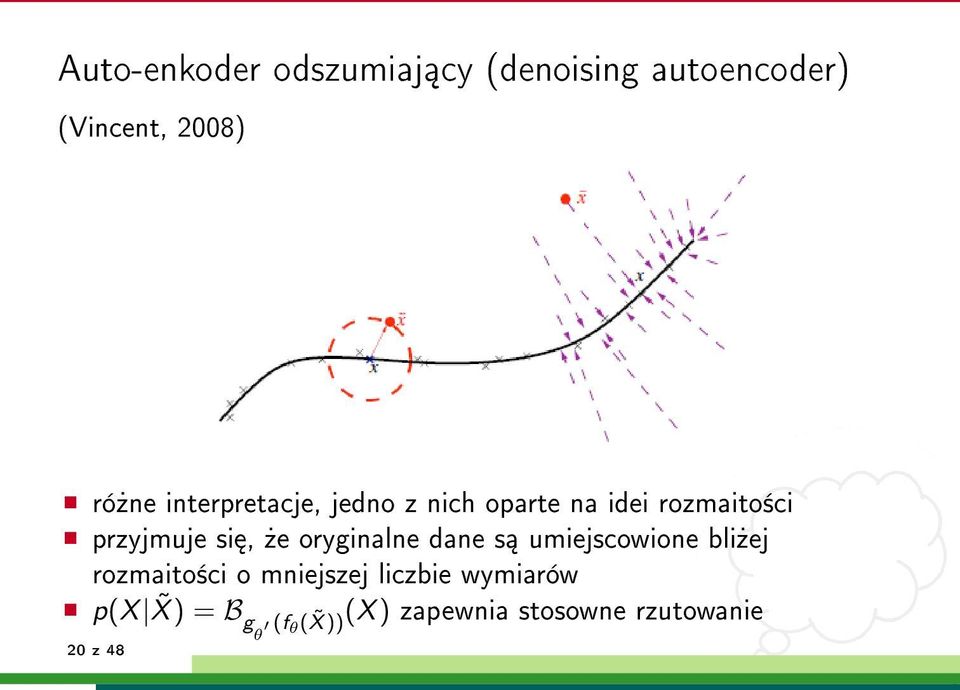 oryginalne dane s umiejscowione bli»ej rozmaito±ci o mniejszej liczbie