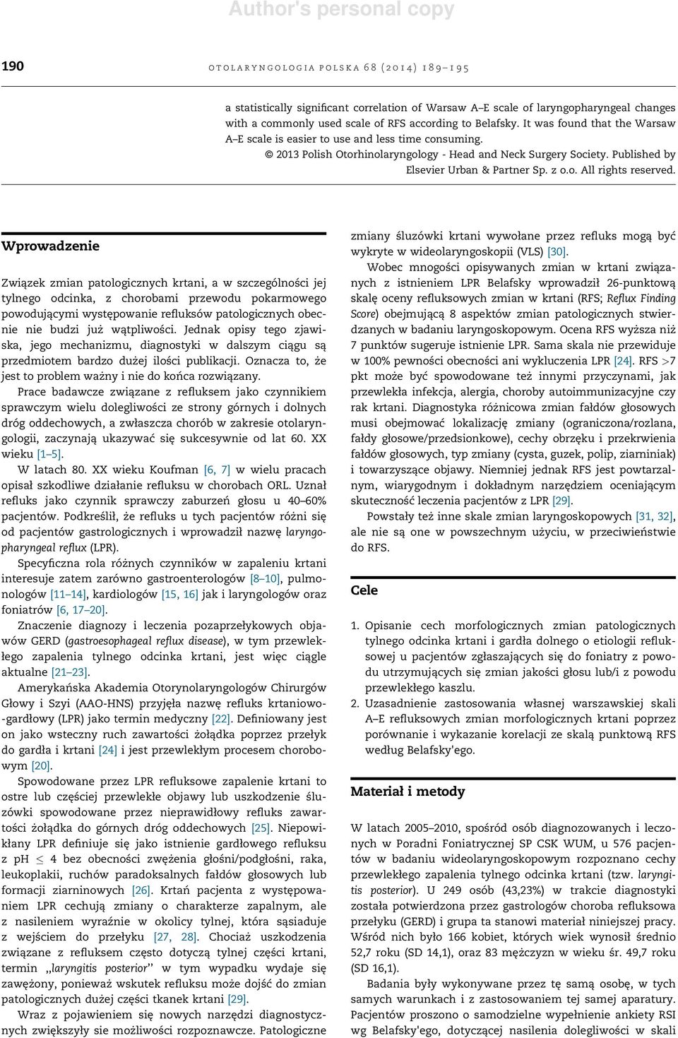 Published by Elsevier Urban & Partner Sp. z o.o. All rights reserved.