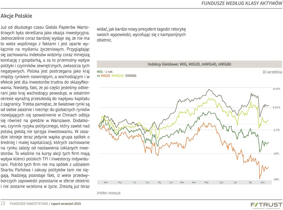 Przyglądając się zachowaniu indeksów widzimy coraz mniejszą korelację z gospdarką, a za to przemożny wpływ polityki i czynników zewnętrznych, zwłaszcza tych negatywnych.
