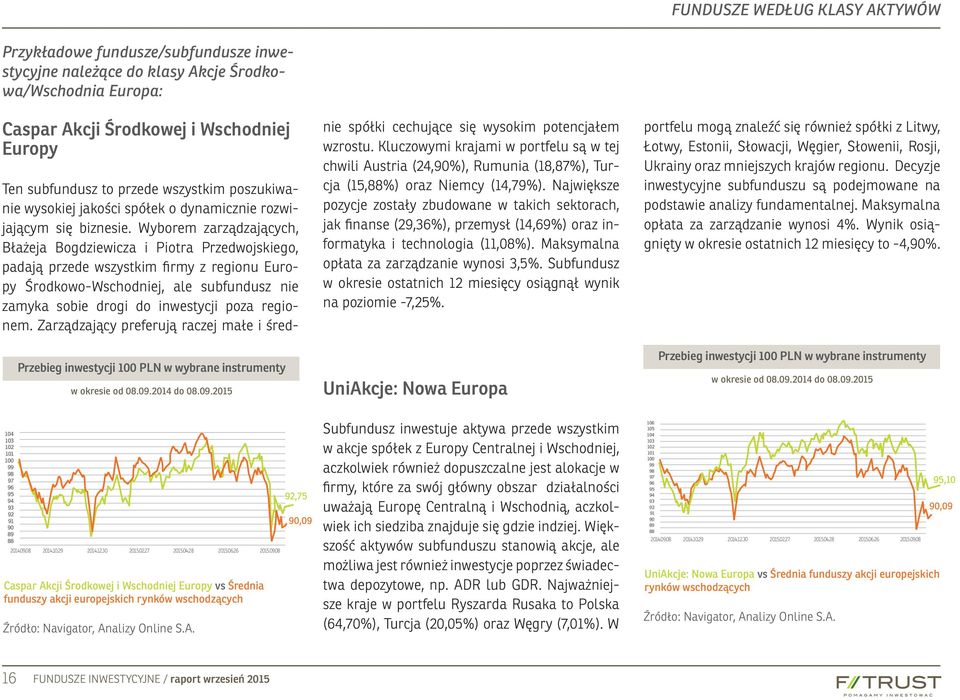 Wyborem zarządzających, Błażeja Bogdziewicza i Piotra Przedwojskiego, padają przede wszystkim firmy z regionu Europy Środkowo-Wschodniej, ale subfundusz nie zamyka sobie drogi do inwestycji poza