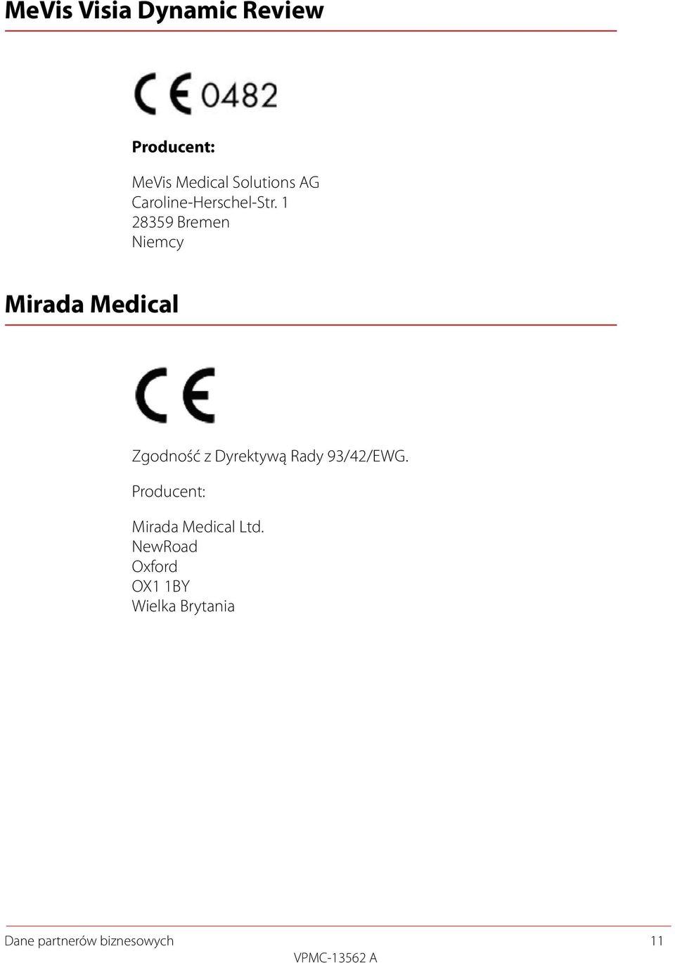 1 28359 Bremen Niemcy Mirada Medical Zgodność z Dyrektywą Rady