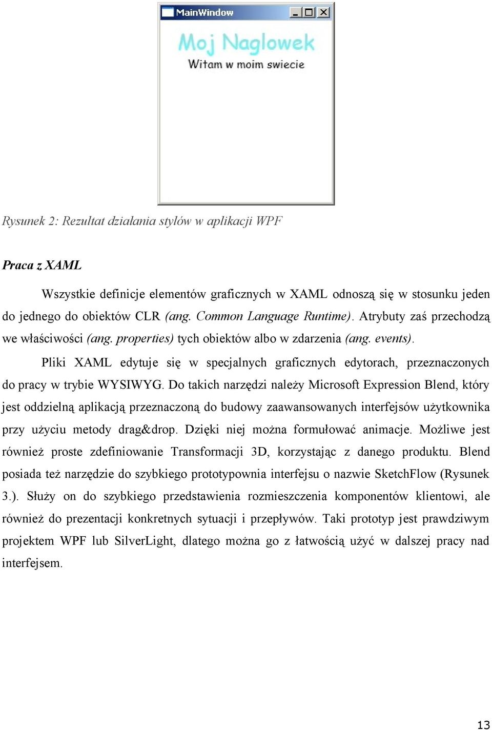 Pliki XAML edytuje się w specjalnych graficznych edytorach, przeznaczonych do pracy w trybie WYSIWYG.