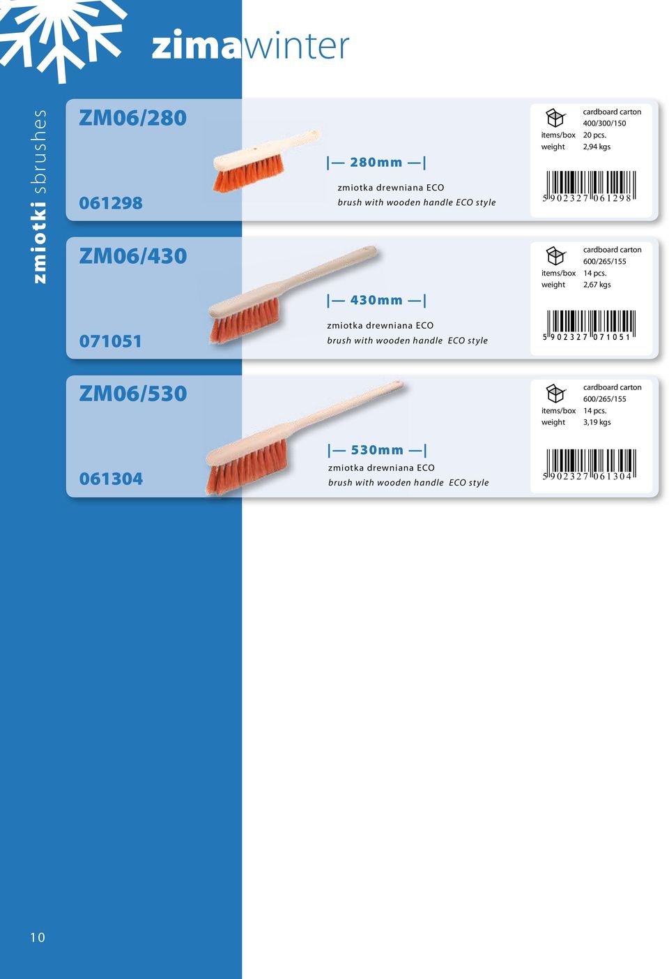 2,67 kgs 430mm 071051 zmiotka drewniana ECO brush with wooden handle ECO style