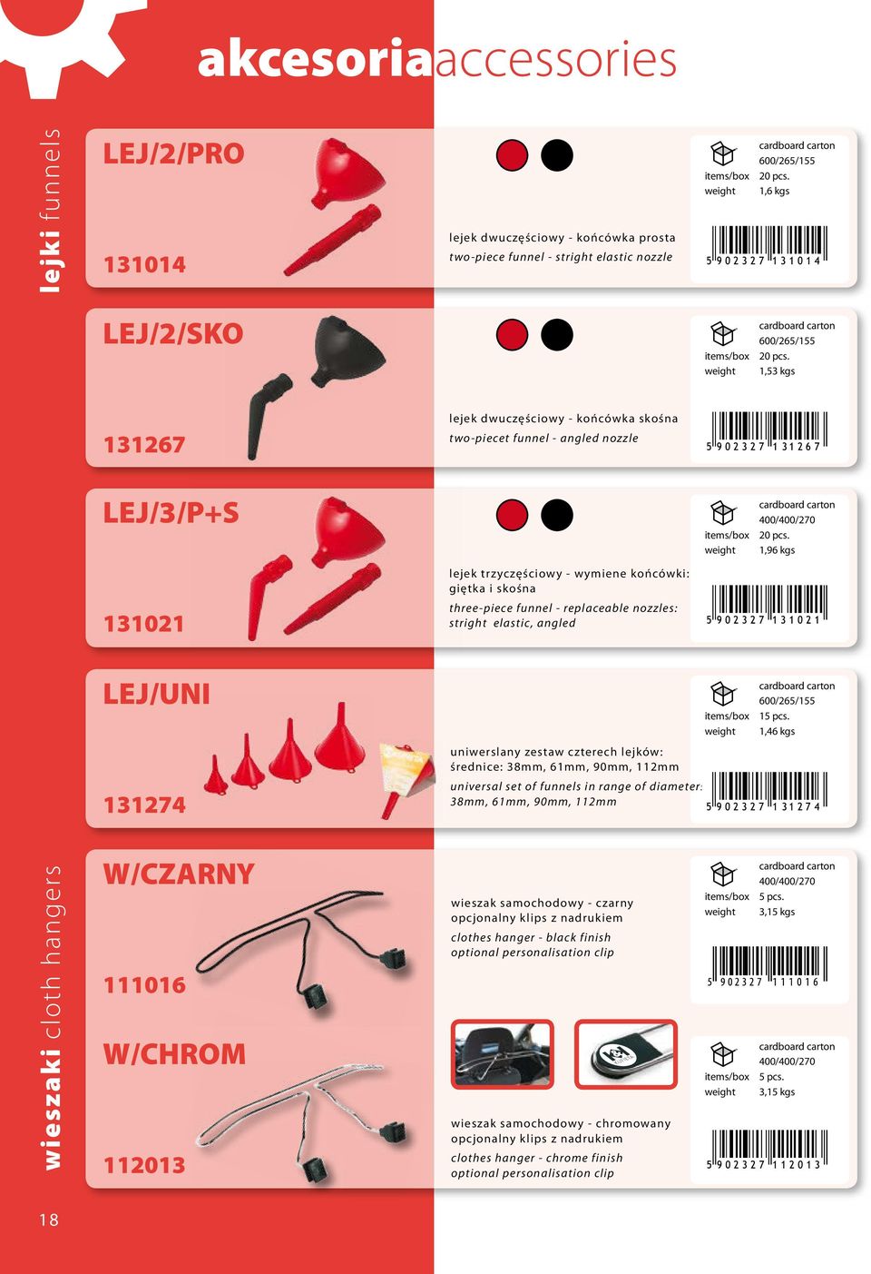 1,96 kgs lejek trzyczęściowy - wymiene końcówki: giętka i skośna 131021 three-piece funnel - replaceable nozzles: stright elastic, angled LEJ/UNI 15 pcs.