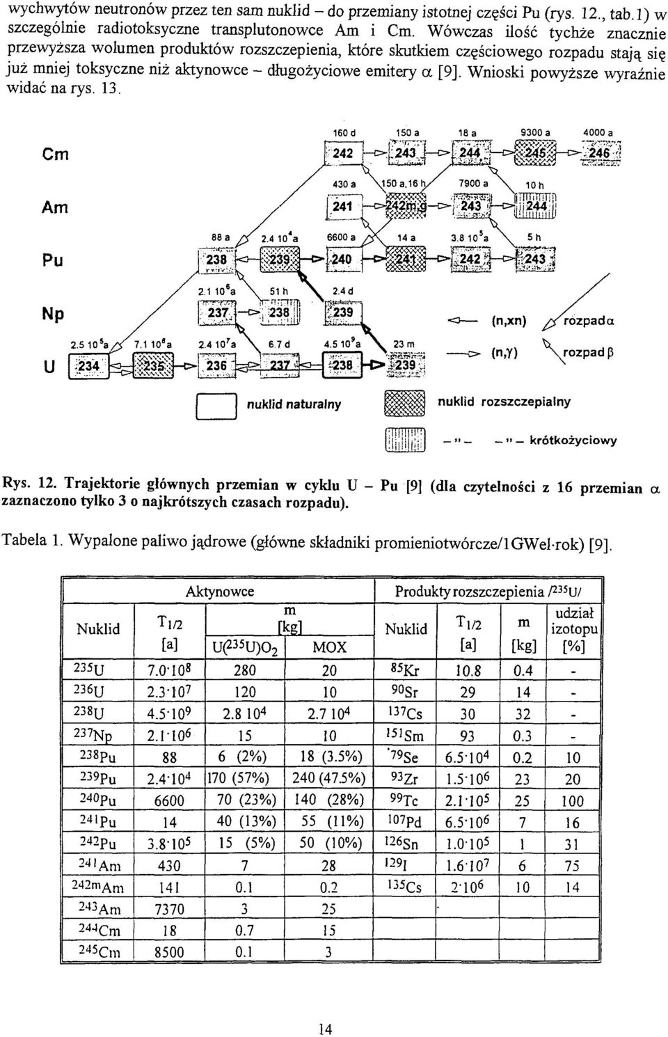 powyższe wyraźnie widać na rys. 13. 18 a 9300 a 4000 a. --,-,.- - "v, GS2 i4d r:;n:śr 30 a \150a,16h/ 7900 a \^ ioh (n,xn) // rozpada (n,y) \rozpad p nuklid naturalny nuklid rozszczepialny Mi _.