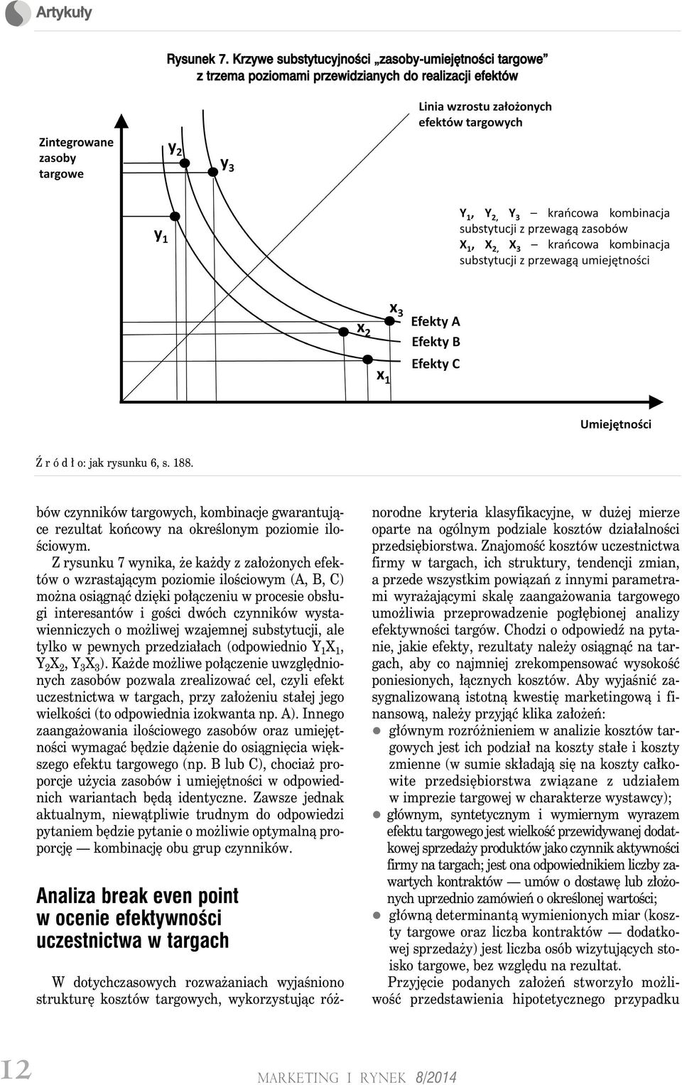 Z rysunku 7 wynika, że każdy z założonych efektów o wzrastającym poziomie ilościowym (A, B, C) można osiągnąć dzięki połączeniu w procesie obsługi interesantów i gości dwóch czynników