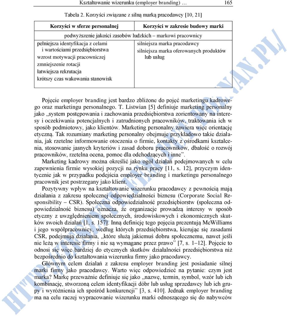 celami i wartościami przedsiębiorstwa wzrost motywacji pracowniczej zmniejszenie rotacji łatwiejsza rekrutacja krótszy czas wakowania stanowisk silniejsza marka pracodawcy silniejsza marka