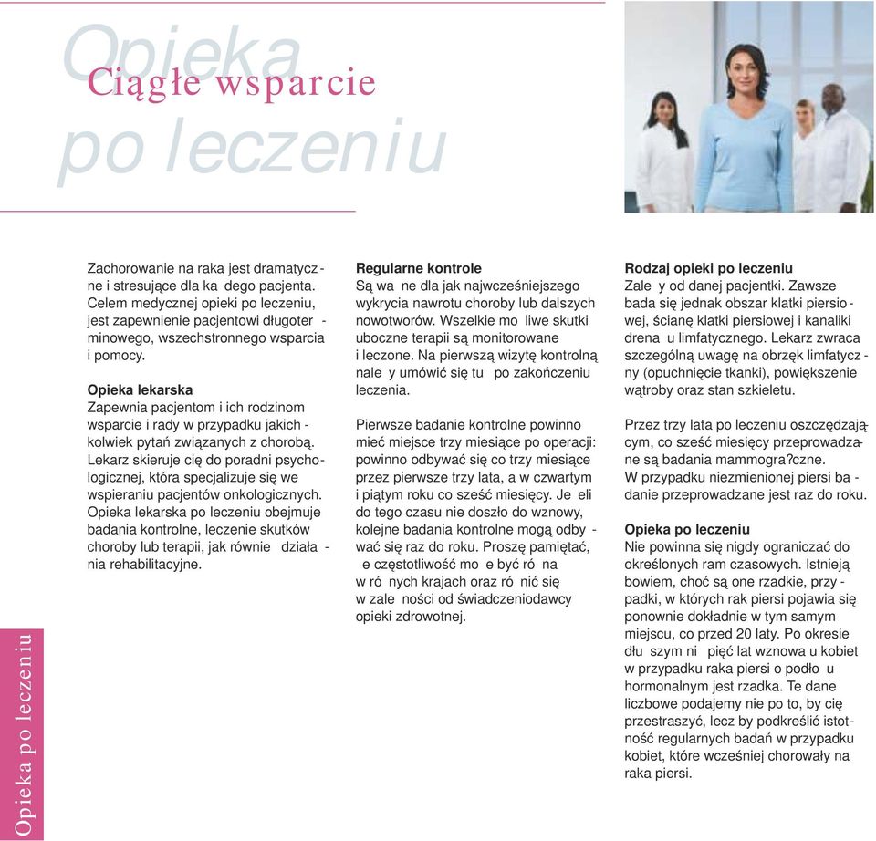 Opieka lekarska Zapewnia pacjentom i ich rodzinom wsparcie i rady w przypadku jakich - kolwiek pytań związanych z chorobą.