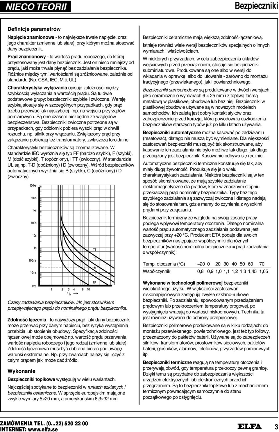 Ró nice mi¹dzy tymi warto³ciami s¼ zró nicowane, zale nie od standardu (Np. CSA, IEC, Miti, UL) Charakterystyka wył¼czania opisuje zale no³ð mi¹dzy szybko³ci¼ wył¼czania a warto³ci¼ pr¼du.