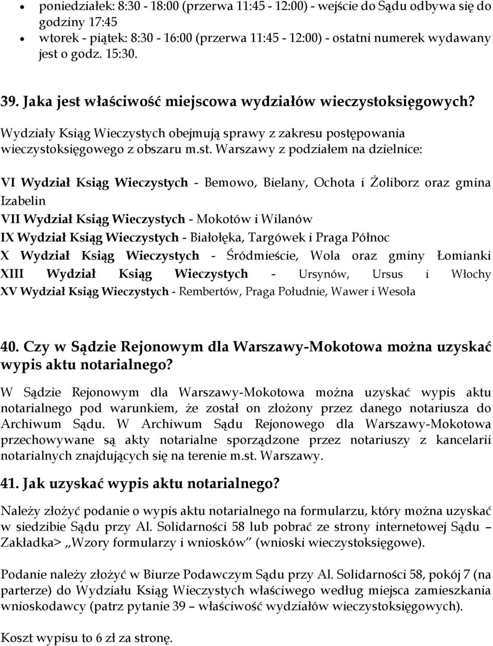 właściwość miejscowa wydziałów wieczysto