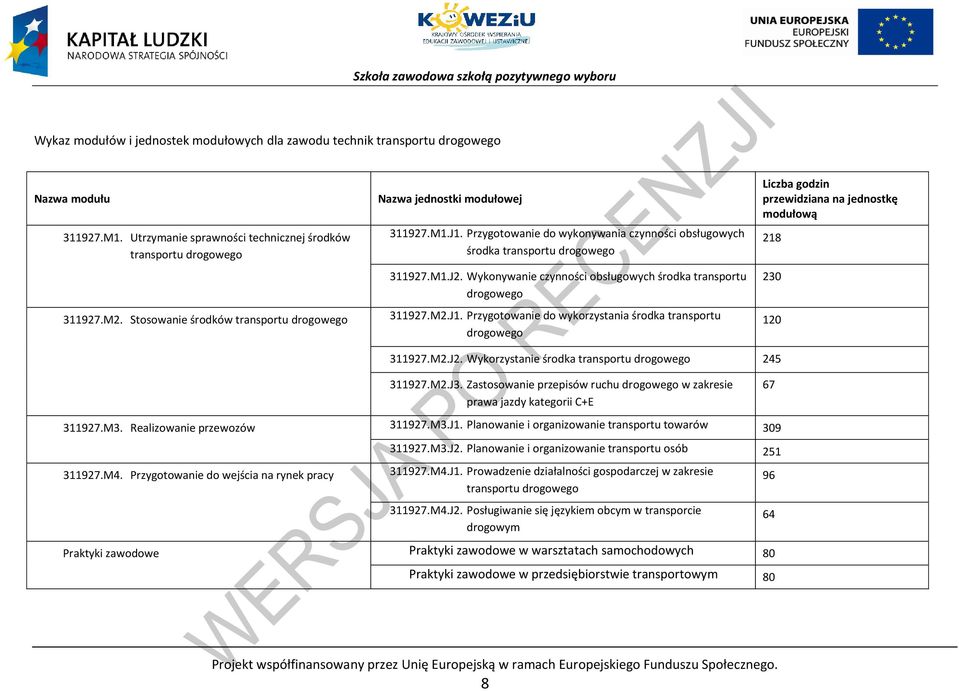 Wykonywanie czynności obsługowych środka transportu drogowego 311927.M2.J1.