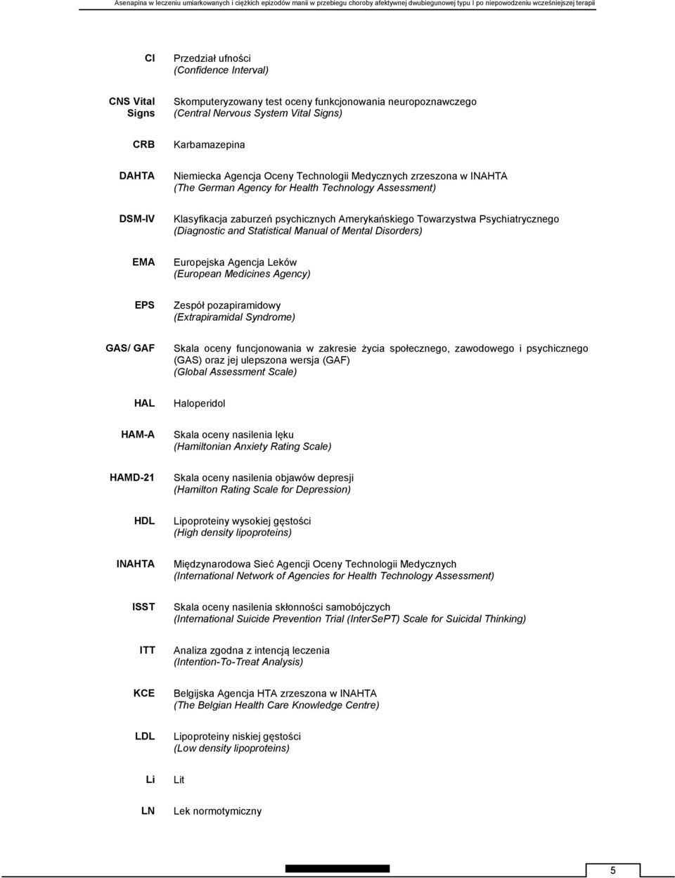 and Statistical Manual of Mental Disorders) EMA Europejska Agencja Leków (European Medicines Agency) EPS Zespół pozapiramidowy (Extrapiramidal Syndrome) GAS/ GAF Skala oceny funcjonowania w zakresie