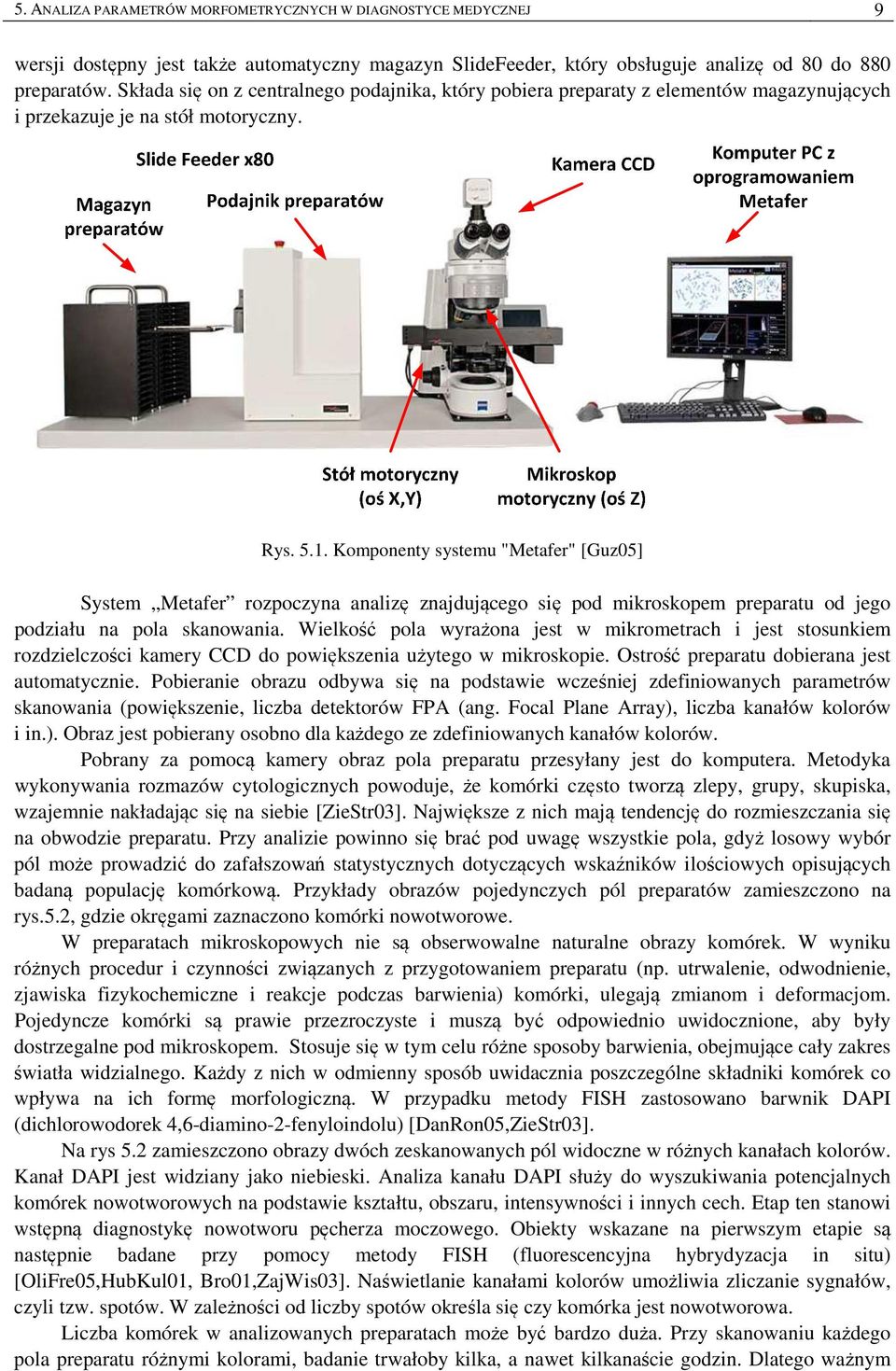 . Komponenty systemu "Metafer" [Guz5] System Metafer rozpoczyna analizę znajdującego się pod mikroskopem preparatu od jego podziału na pola skanowania.