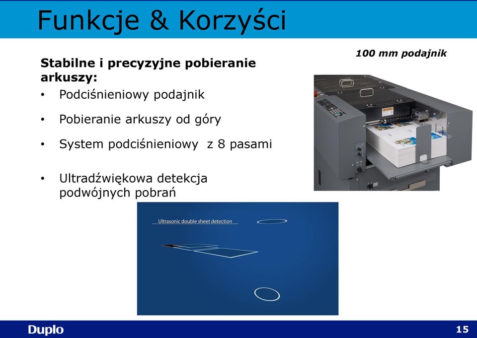 Pobieranie arkuszy od góry System podciśnieniowy z