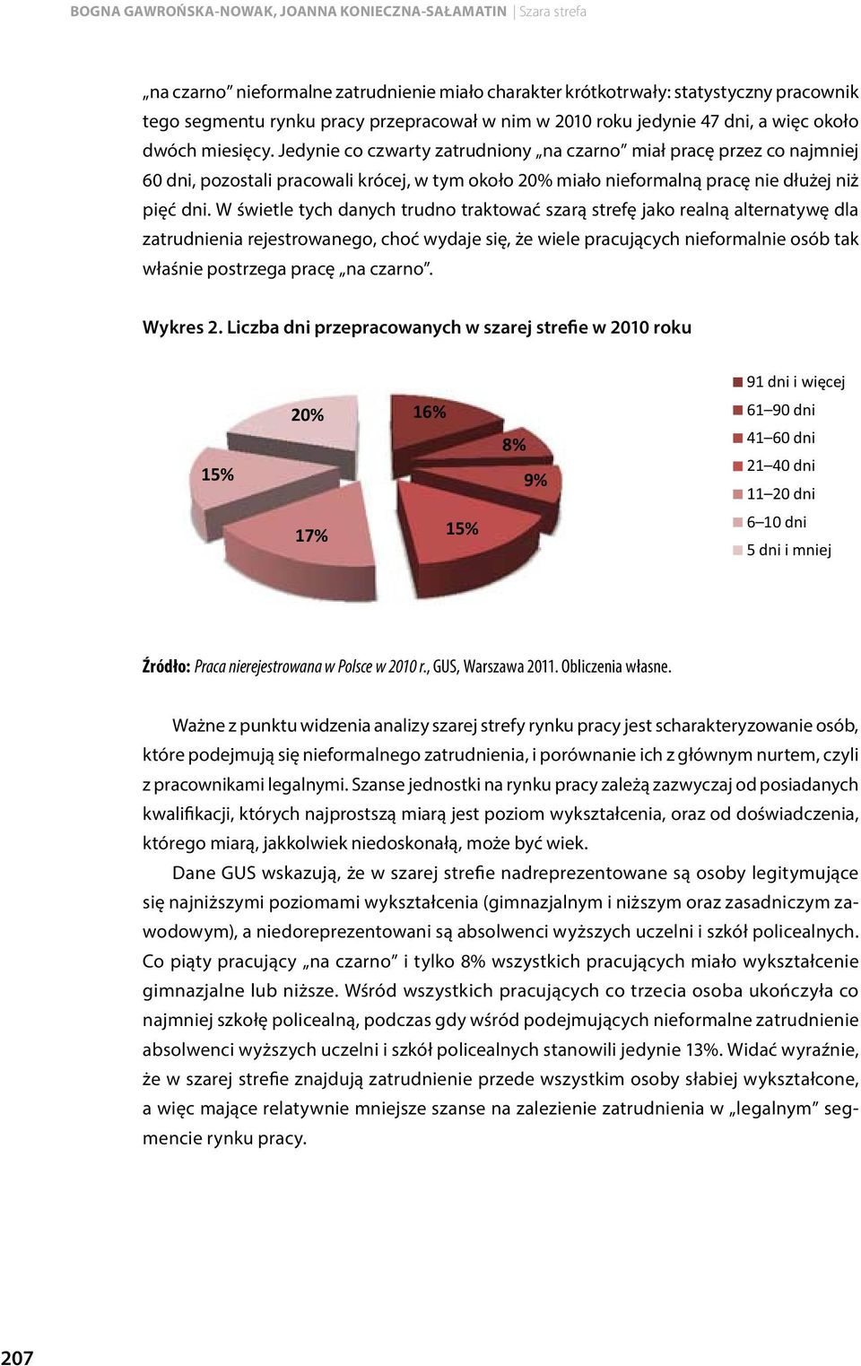 W świetle tych danych trudno traktować szarą strefę jako realną alternatywę dla zatrudnienia rejestrowanego, choć wydaje się, że wiele pracujących nieformalnie osób tak właśnie postrzega pracę na