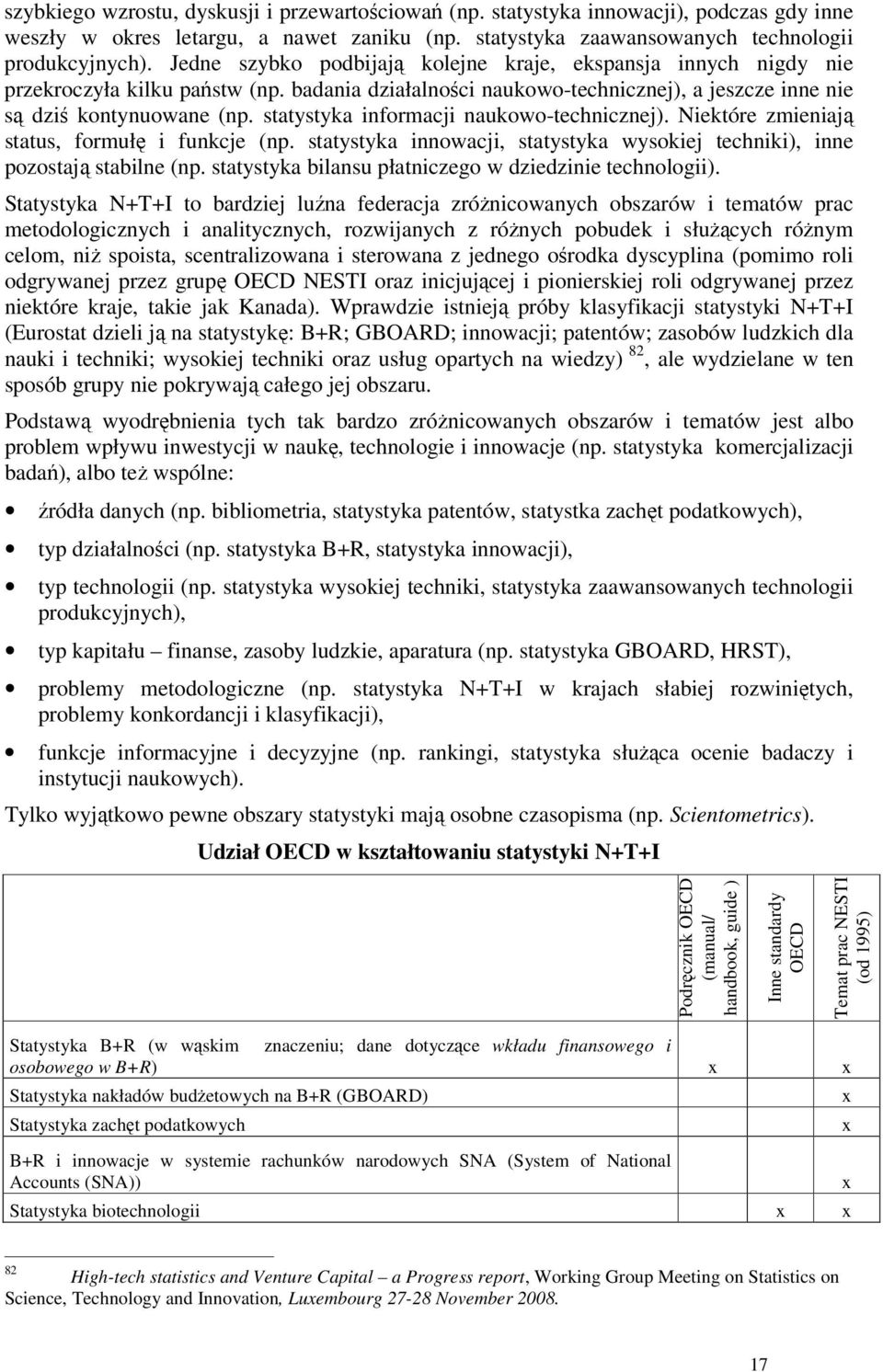 statystyka informacji naukowo-technicznej). Niektóre zmieniają status, formułę i funkcje (np. statystyka innowacji, statystyka wysokiej techniki), inne pozostają stabilne (np.