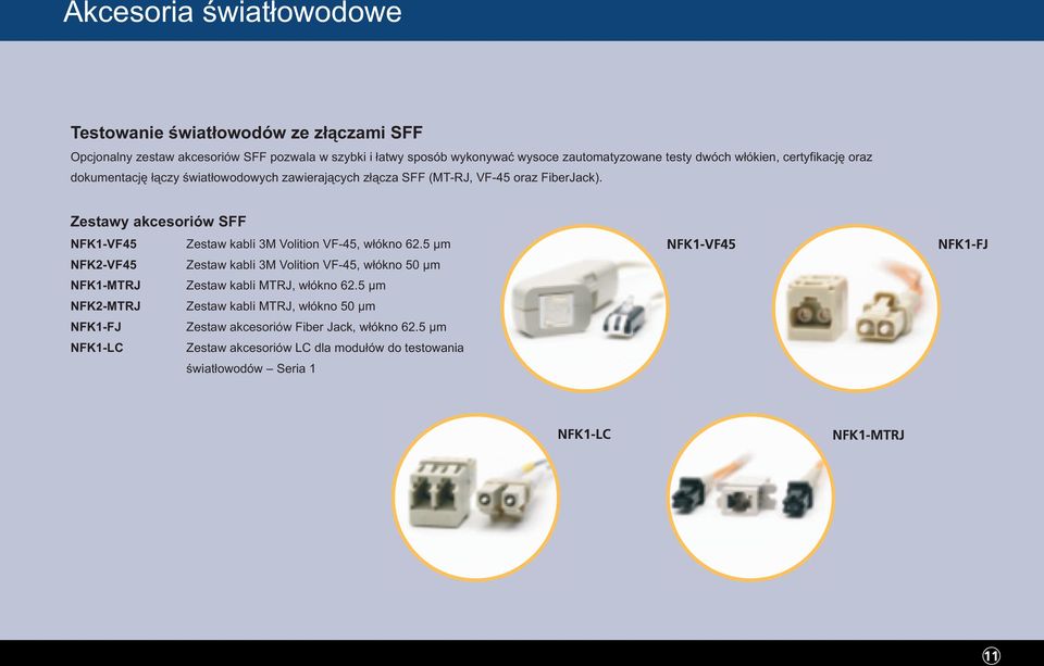 Zestawy akcesoriów SFF NFK1-VF45 Zestaw kabli 3M Volition VF-45, włókno 62.