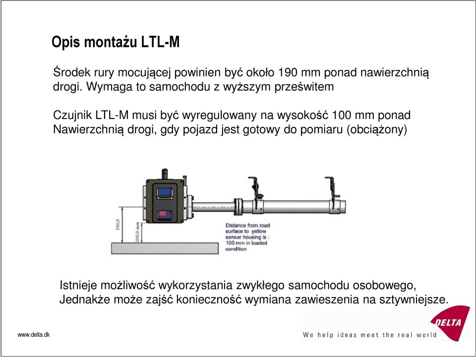 ponad Nawierzchnią drogi, gdy pojazd jest gotowy do pomiaru (obciążony) Istnieje możliwość