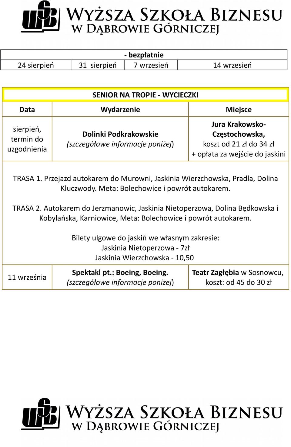 Meta: Bolechowice i powrót autokarem. TRASA 2. Autokarem do Jerzmanowic, Jaskinia Nietoperzowa, Dolina Będkowska i Kobylańska, Karniowice, Meta: Bolechowice i powrót autokarem.