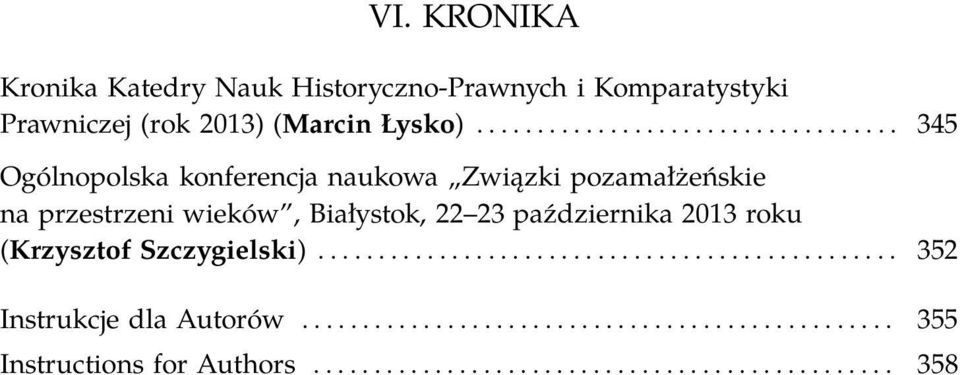 .. 345 Ogólnopolska konferencja naukowa Związki pozamałżeńskie na przestrzeni