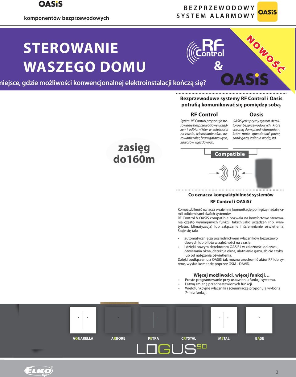 RF Control Sytem RF Control proponuje sterowanie bezprzewodowe urządzeń i odbiorników w zależności na czasie, ściemnianie ośw., sterowanie rolet, bram garażowych, zaworów wjazdowych.