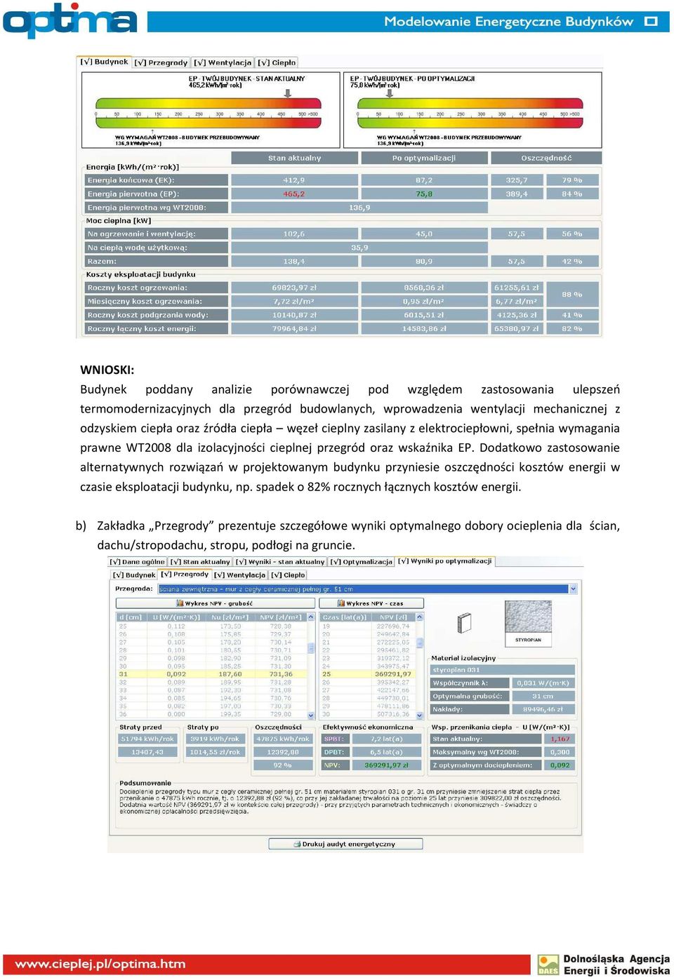 Dodatkowo zastosowanie alternatywnych rozwiązań w projektowanym budynku przyniesie oszczędności kosztów energii w czasie eksploatacji budynku, np.