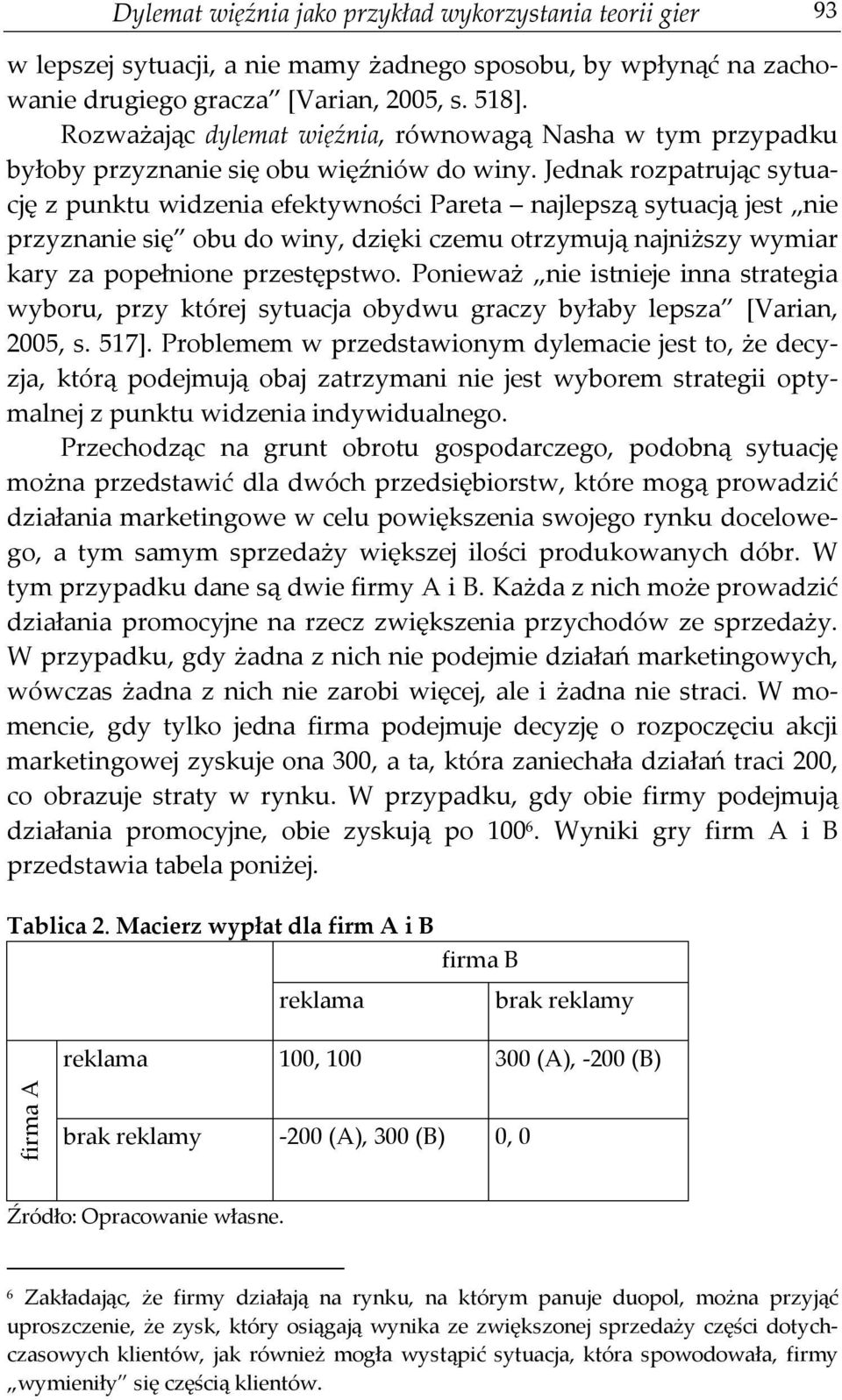 Jednak rozpatrując sytuację z punktu widzenia efektywności Pareta najlepszą sytuacją jest nie przyznanie się obu do winy, dzięki czemu otrzymują najniższy wymiar kary za popełnione przestępstwo.