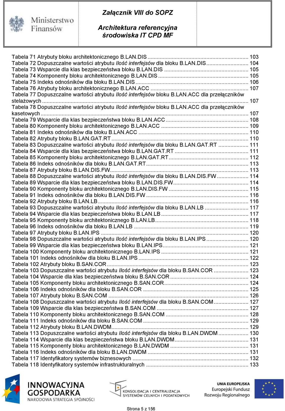 .. 107 Tabela 77 Dopuszczalne wartości atrybutu Ilość interfejsów bloku B.LAN.ACC dla przełączników stelażowych... 107 Tabela 78 Dopuszczalne wartości atrybutu Ilość interfejsów bloku B.LAN.ACC dla przełączników kasetowych.