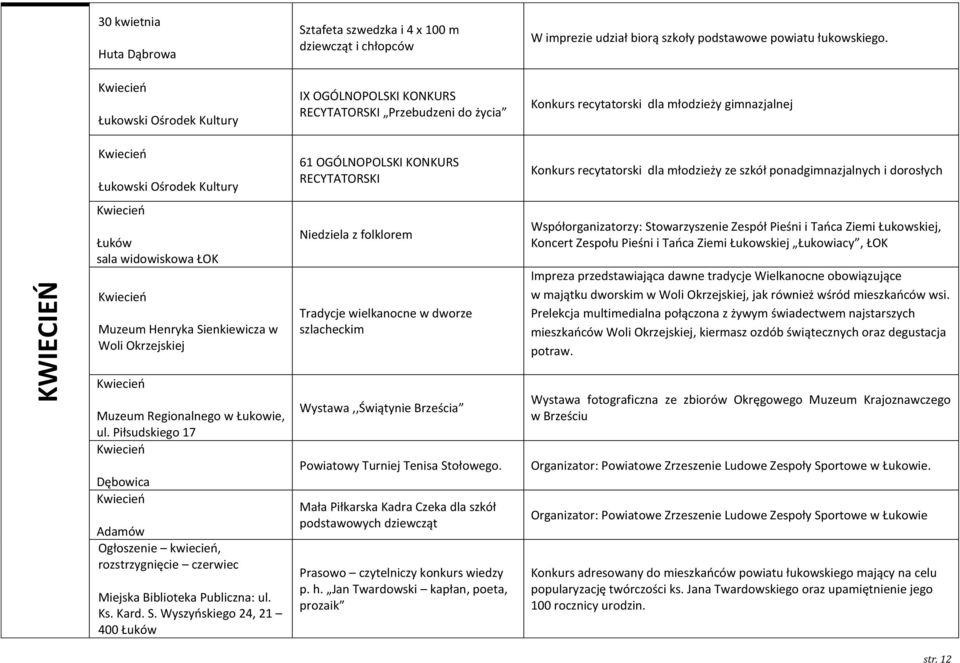 szlacheckim W imprezie udział biorą szkoły podstawowe powiatu łukowskiego.