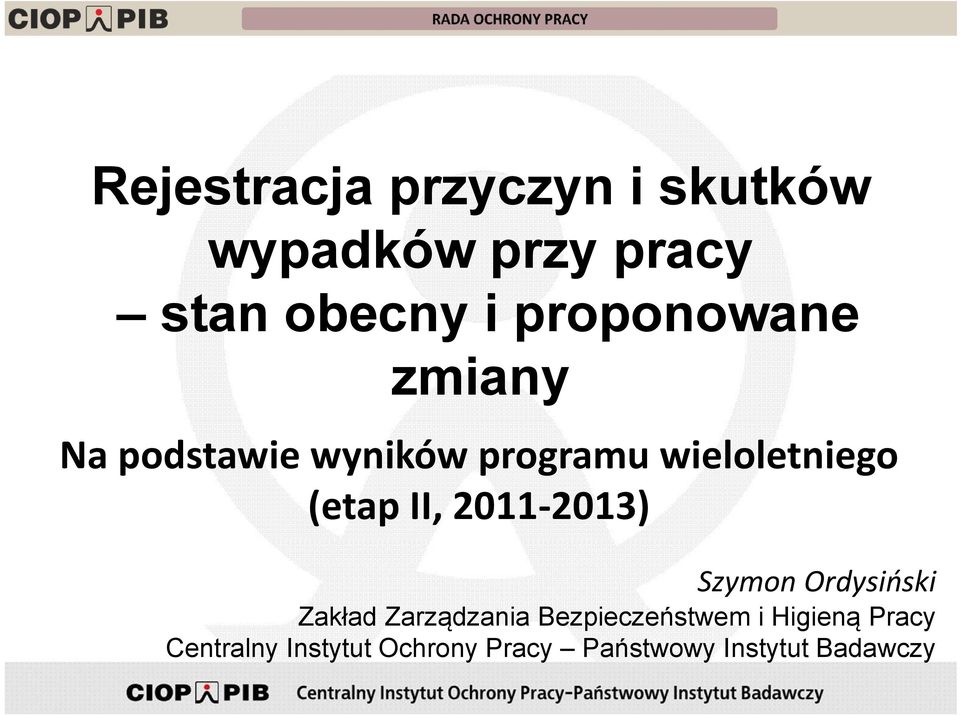 II, 2011 2013) Szymon Ordysiński Zakład Zarządzania Bezpieczeństwem i